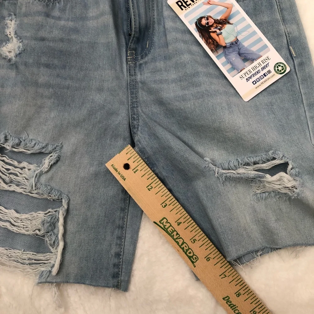 REWASH SIZE 24 SUPER HIGH RISE BOYFRIEND DENIM SHORTS VINTAGE REUNION NWT - Picture 12 of 14